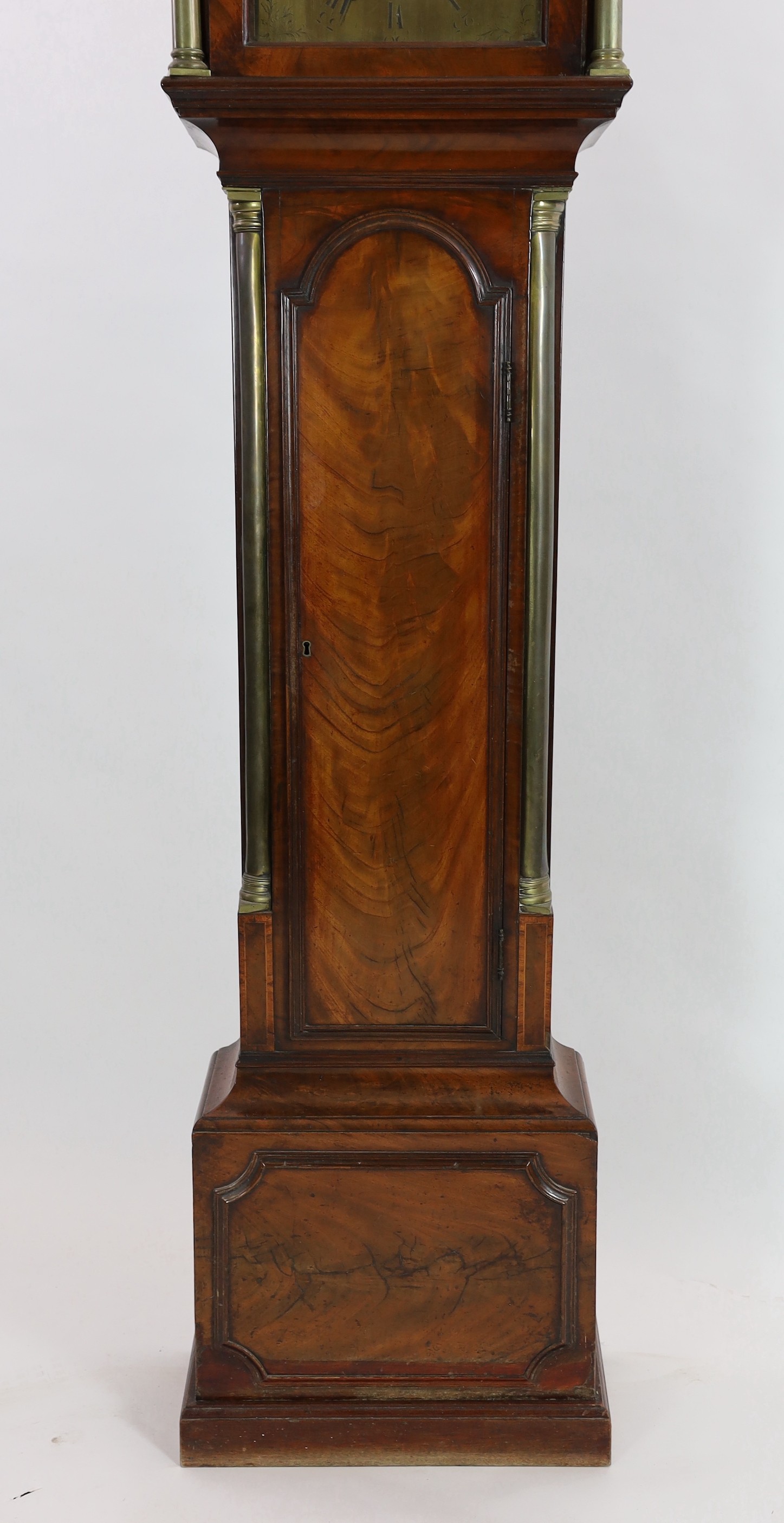 Jonathon Watson of London. A George III brass mounted mahogany eight day longcase clock, 49cm wide, 211cm high